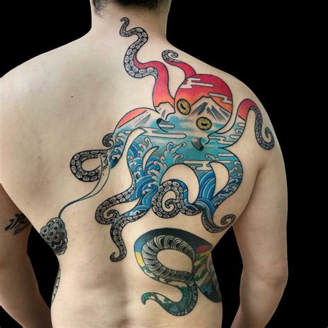 steampunk octopus tattoo|traditional japanese octopus tattoo.